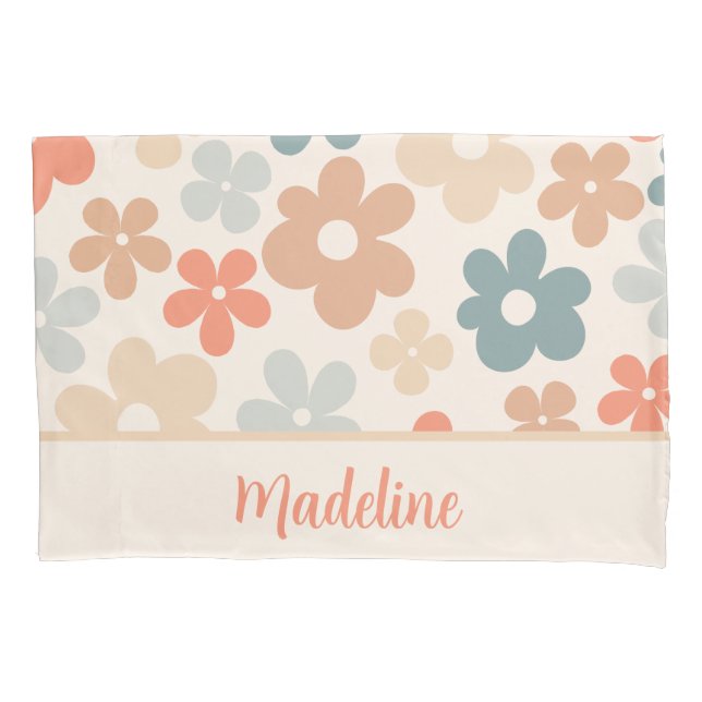 Flowers Modern Cute Design Personalised Gift Name Pillowcase (Front)