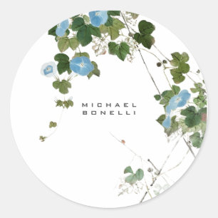 Flowers Modern Own Name Professional Classic Round Sticker