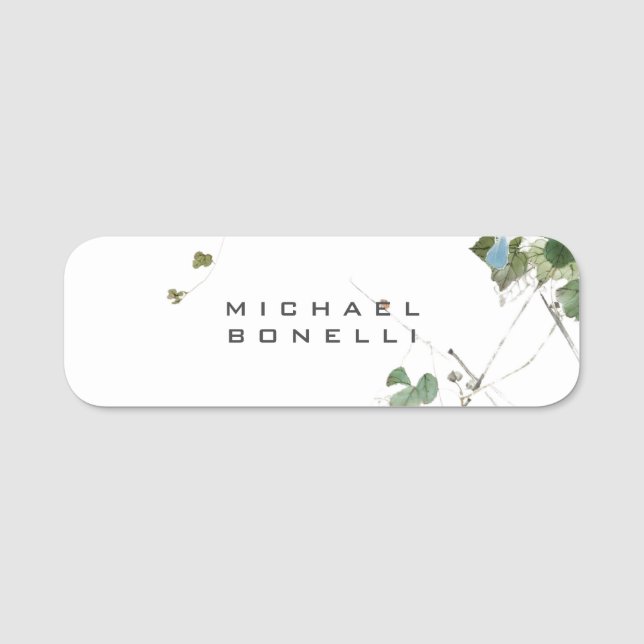 Flowers Modern Own Name Professional Tag (Front)