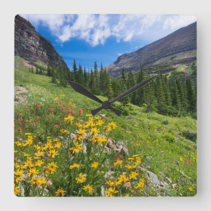 Flowers   Montana Flower Path Square Wall Clock