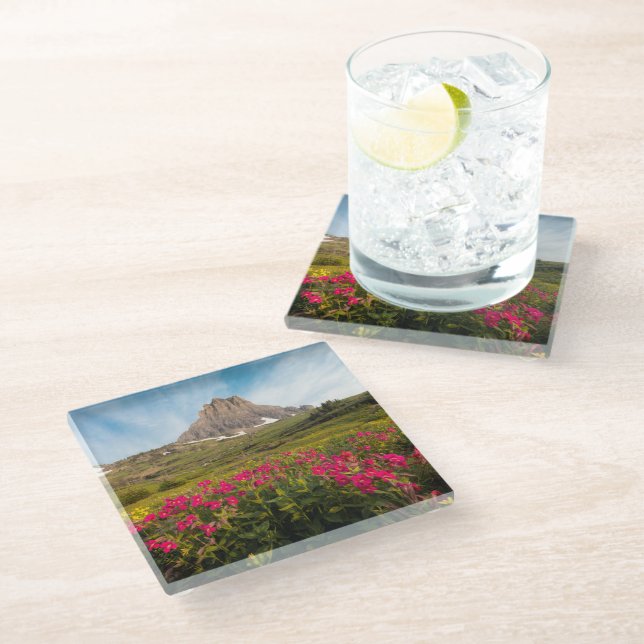 Flowers | Montana's Glacier National Park Glass Coaster (Angled)
