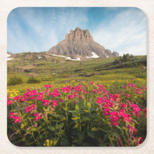 Flowers   Montana's Glacier National Park Square Paper Coaster