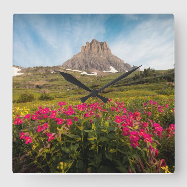 Flowers | Montana's Glacier National Park Square Wall Clock (Front)