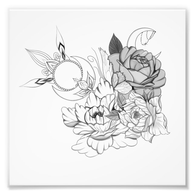 Flowers & Moon  Photo Print (Front)