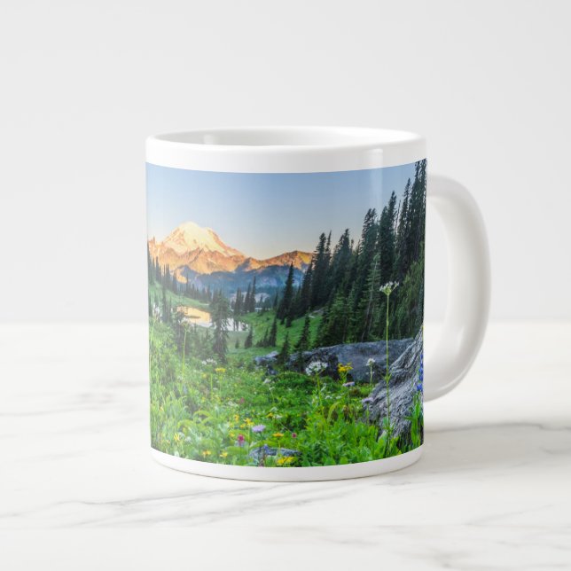 Flowers | Mount Rainier National Park Large Coffee Mug (Front Right)