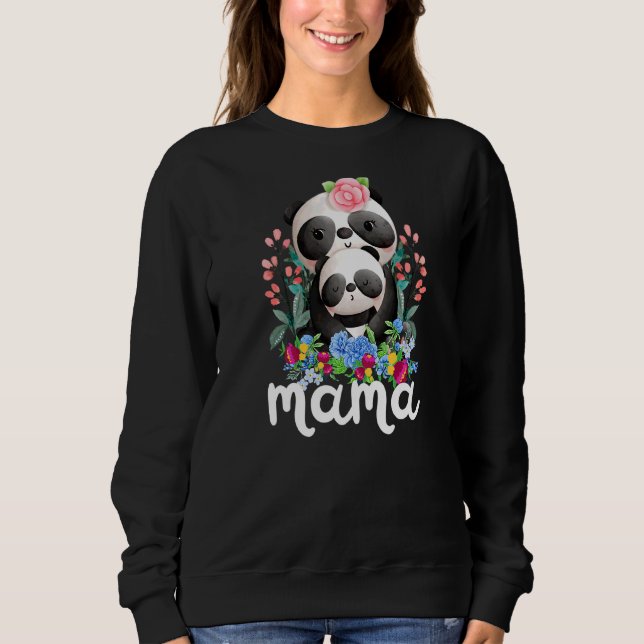 Flowers Mum & Baby Panda Mama Animal Mother's Day  Sweatshirt (Front)