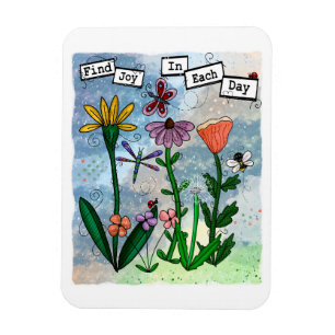 Flowers, Musical Notes and Joy Artwork Magnet