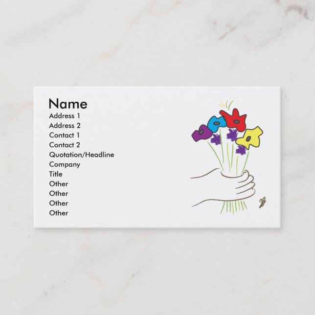 Flowers, Name, Address 1, Address 2, Contact 1,... Business Card (Front)