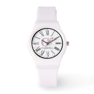 Flowers, Name & Initial on a Personalised Ladies Watch