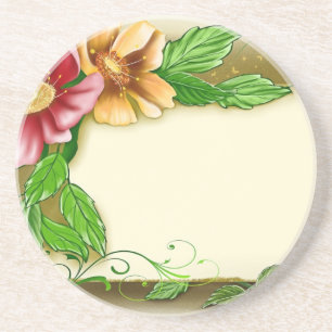 Flowers Name Tag Coaster