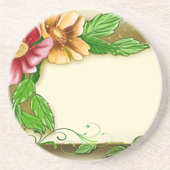 Flowers Name Tag Coaster (Front)