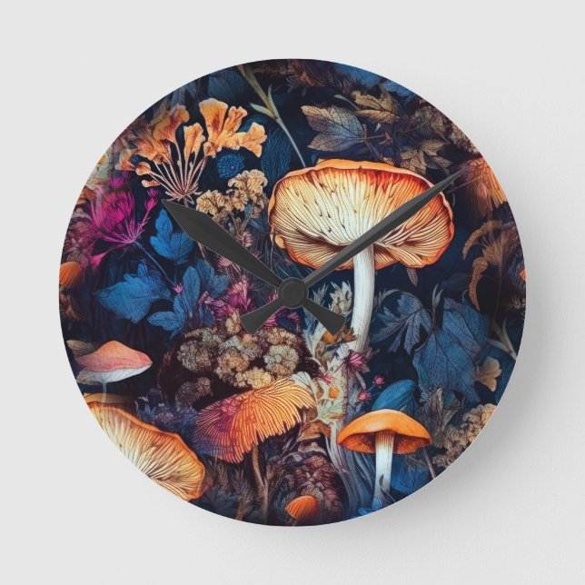 Flowers nature art round clock (Front)