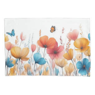 Flowers Nature Illustration Pastel Colour Drawing Pillowcase