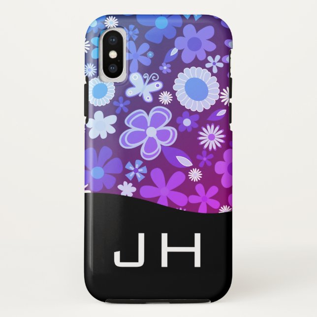 flowers nature patterns / purple / monogram Case-Mate iPhone case (Back)