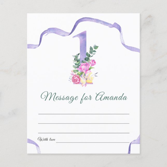 Flowers number birthday time capsule message (Front)