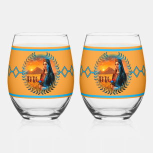 Flowers of Armenia Drinkware Set Stemless Wine Glass