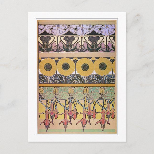 Flowers of Art Nouveau Style, Mucha Postcard (Front)