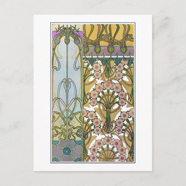 Flowers of Art Nouveau Style, Mucha Postcard (Front)
