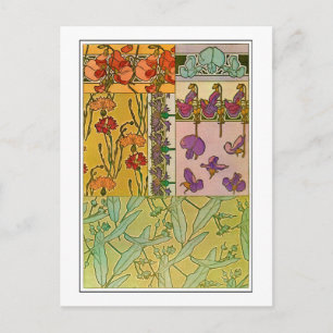Flowers of Art Nouveau Style, Mucha Postcard