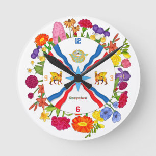 Flowers of Assyria Acrylic Wall Clock, (Medium) Round Clock