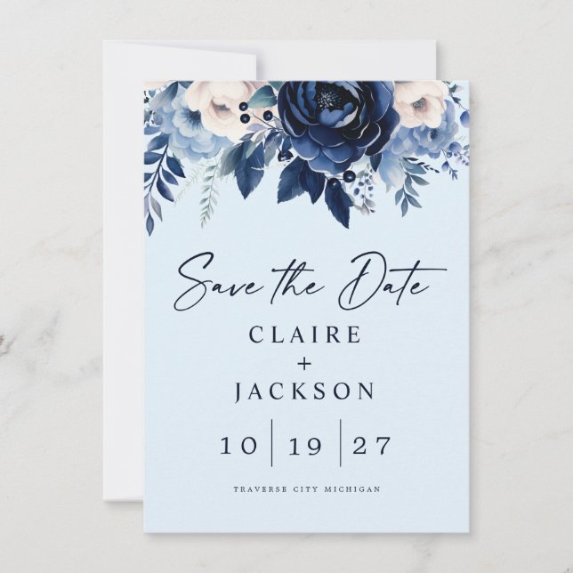 Flowers of Blue Save The Date (Front)