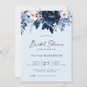 Flowers of Blue Wedding Bridal Shower Invitation