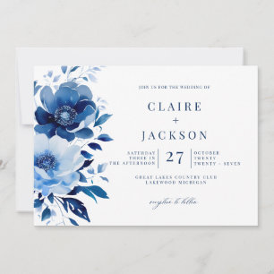 Flowers of Blue Wedding Invitation