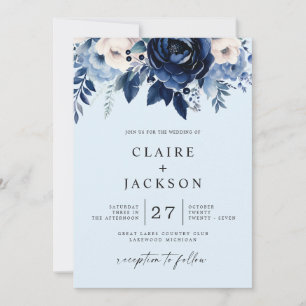 Flowers of Blue Wedding Invitation