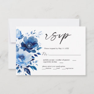Flowers of Blue Wedding RSVP Card