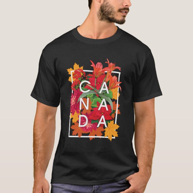 Flowers Of Canada Word Art - Canadian Pride T-Shirt (Front)