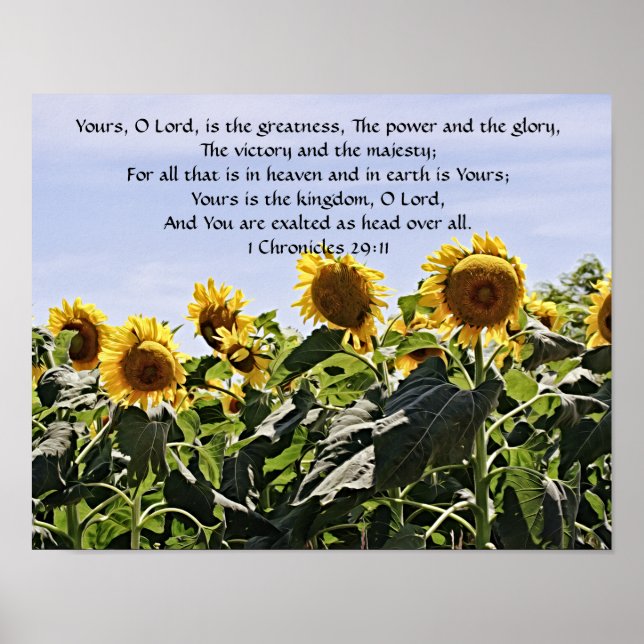 Flowers of Faith 1Chronicles 29:11 Art Poster (Front)