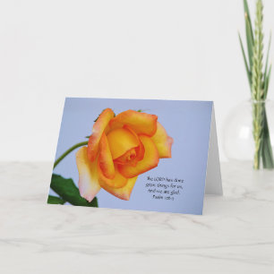 Flowers of Faith Orange Gold Rose Scripture Card