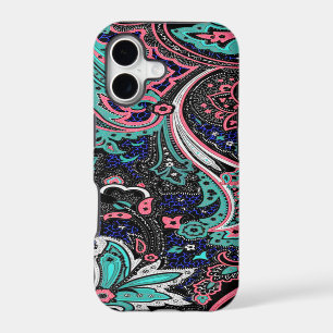 Flowers of Joy Teal Pink Blue Black