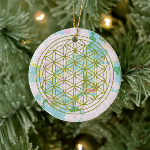 Flowers of life ceramic ornament