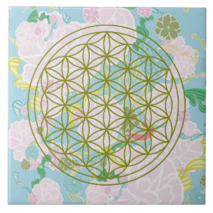 Flowers of life ceramic tile