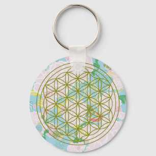 Flowers of life key ring