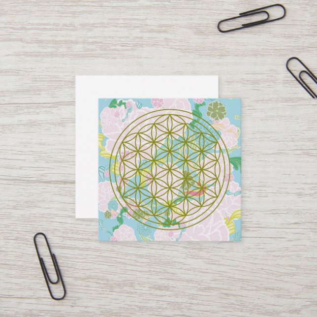 Flowers of life square business card (Front/Back In Situ)