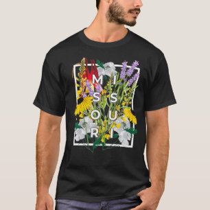 Flowers of Missouri Word Art Missourian Pride T-Shirt