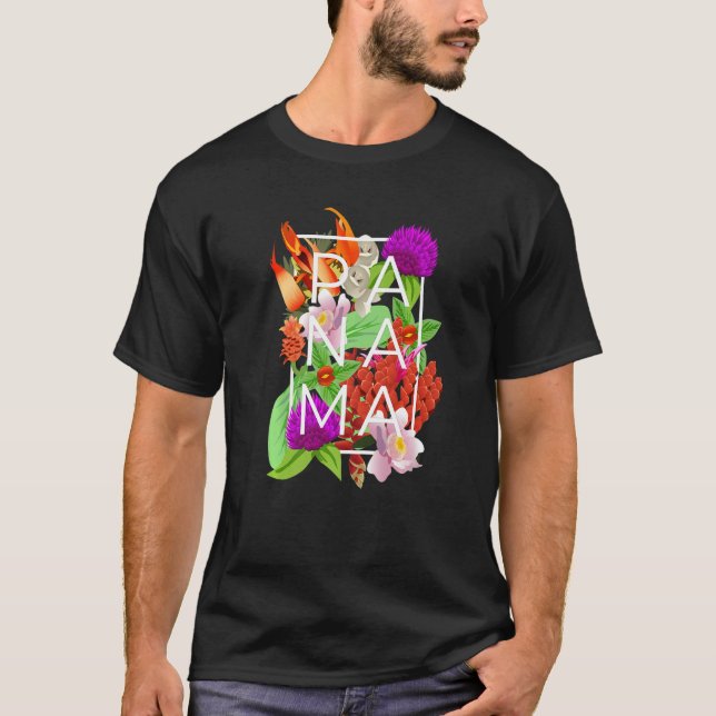 Flowers of Panama Word  Panamanian Pride T-Shirt (Front)