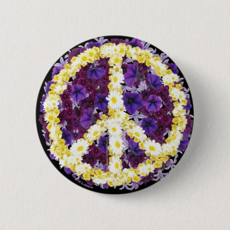 flowers of peace 6 cm round badge