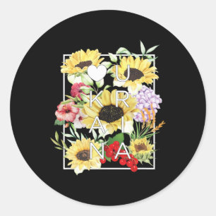 Flowers Of Ukraine Word Art - Ukrainian Pride Classic Round Sticker