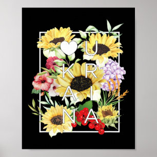 Flowers Of Ukraine Word Art - Ukrainian Pride  Poster