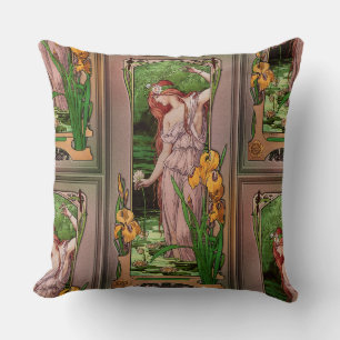 Flowers Of Water by Élisabeth Sonrel Cushion