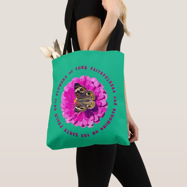 Flowers of Your Faithfulness Psalms Butterfly Tote Bag (Close Up)