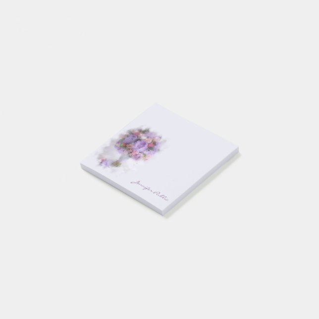 Flowers Oil Painting Hand Script Modern Template Post-it Notes (Angled)