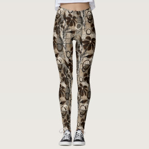 Flowers on a chequered background in a rustic styl leggings