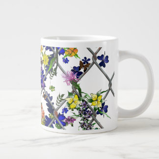 Flowers on a Fence Large Coffee Mug