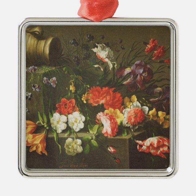 Flowers on a Ledge, 1665 Metal Ornament (Front)