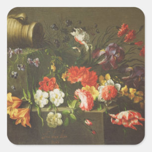 Flowers on a Ledge, 1665 Square Sticker