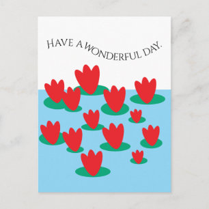 Flowers on a pond postcard
